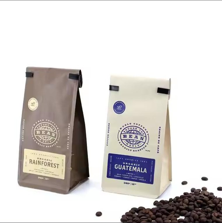 Flat Bottom Kraft Paper Coffee Bag